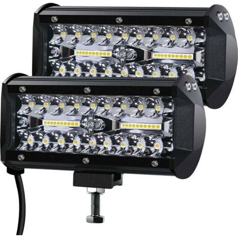 120W Phares de Travail LED , 2V 400W 7'' Projecteur LED Voiture 12v Etanche IP67 Spot Flood Feux Antibrouillard LED 27,000lm Feux de Travail pour Voiture Camion Tracteur SUV Bateau(2 pièce) (1/4)