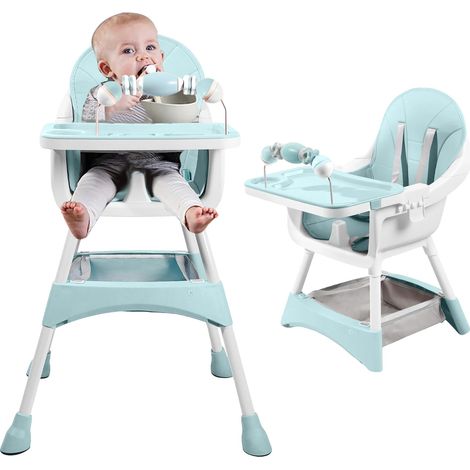 Seggiolone convertibile per bambini, facile da pulire, verde. (1/2)