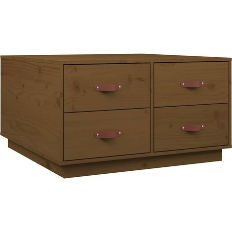vidaXL Mesa de centro madera maciza de pino marrón miel 80x80x45 cm (1/2)