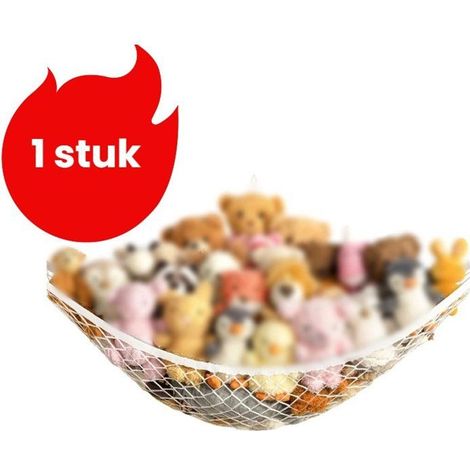 Hamac rangement jouets peluches 1 pièce – Grand filet blanc – Pour chambre enfant – Suspendu (1/5)