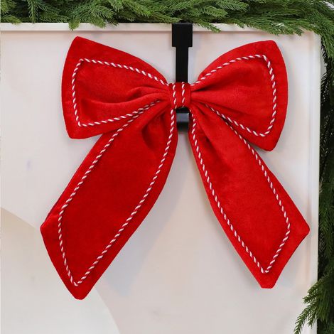 Bow - Velours - 17 cm x 19 cm et 28,5 cm x 19 cm - Décoration De Noël Pour Arbre À Décors De Fenêtre Et De Salle - 2 Pièces (1/5)