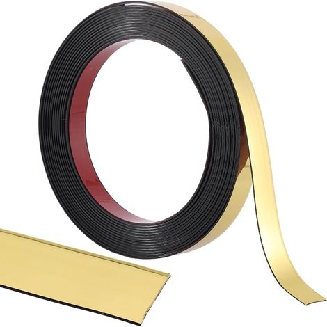 5mX15mm Moulure Dorée à Décoller et à Coller Bordure de Miroir Flexible Bande Décorative Auto-Adhésive pour Mur Plafond Panneau de Sol Armoire Carrelage Bord D'Angle Moulure de Cadre (1/5)