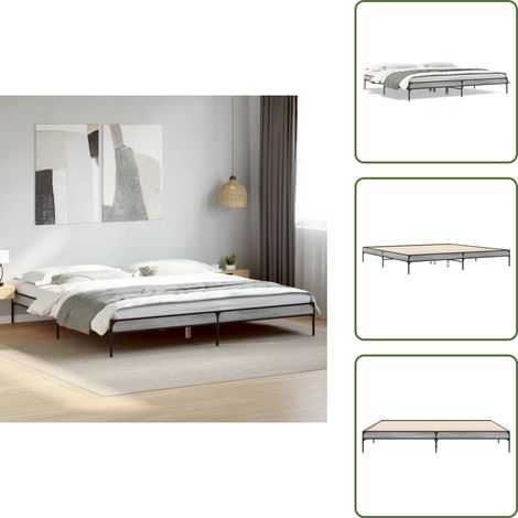 The Living Store Cadre de lit sans matelas sonoma gris 200x200 cm - Cadre De Lit - Lit Double - Lit Sommier - Lit Design - Lit Moderne (1/5)