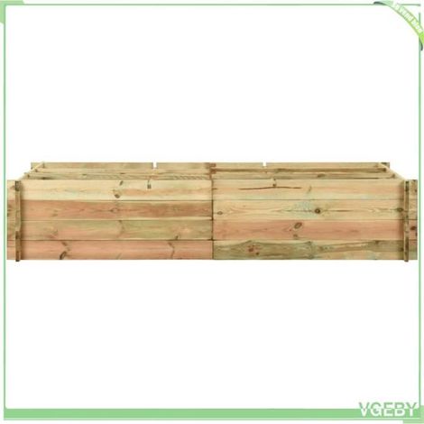 Jardinière surélevée - FAFEICY - 43345 - Bois de pin imprégné - 197x100x40 cm - 9 compartiments (1/5)