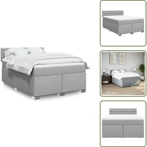 Materasso morbido - vidaXL Giroletto a Molle con Materasso Grigio Chiaro 140x200cm Tessuto - Coprimaterasso lavabile