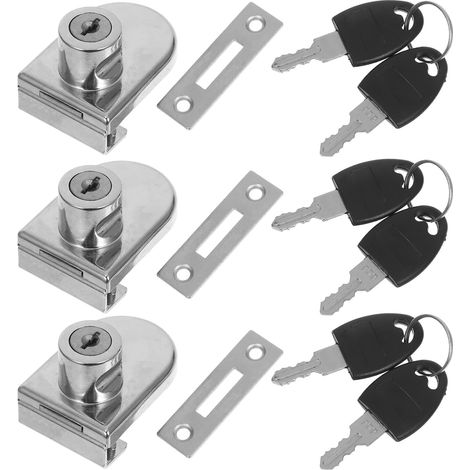 Verrou en verre pour vitrine, lot de 3, 5-8 mm