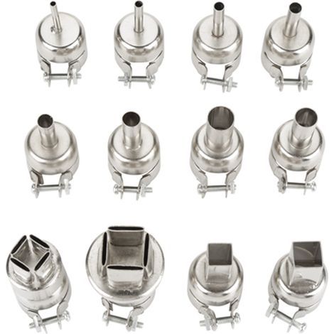 BRRNOO 12-teiliges Heißluftpistolen-Düsenset, 3–14 mm verschiedene Formen, Zubehör für Lötstationen, Reparaturwerkzeuge aus 850er Stahl (1/5)