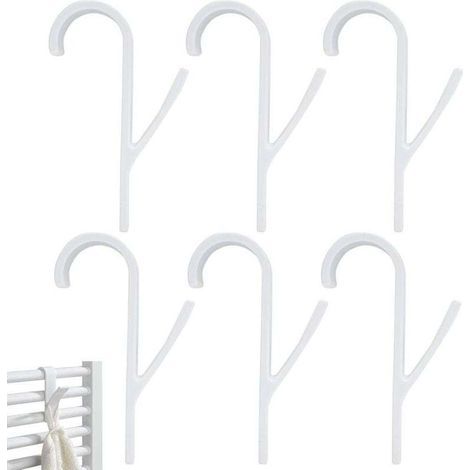 Crochets pour radiateur et porte-serviettes, lot de 6 crochets en plastique pour radiateur, porte-serviettes de salle de bain, compatibles avec tous les radiateurs standard (blancs) (1/4)