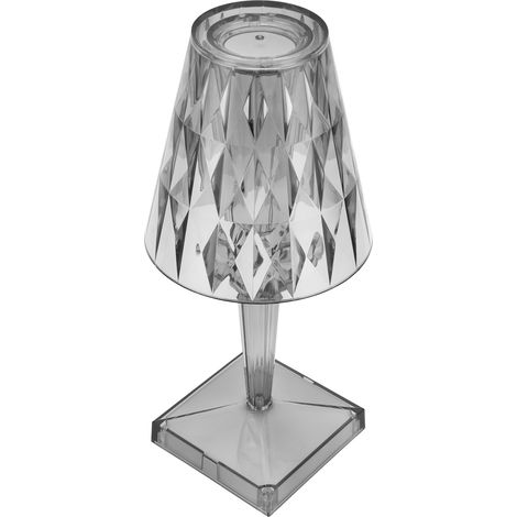 Lampe de table LED cristal transparent à prisme dimmable, rechargeable par USB, éclairage intérieur, grise (1/5)