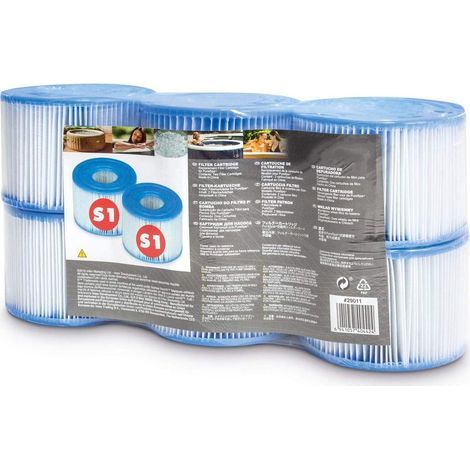 Convient à toutes les cartouches de remplacement de filtre de spa de piscine simple Intex 29011E S1 PureSpa (6 filtres), bleu et blanc (1/5)
