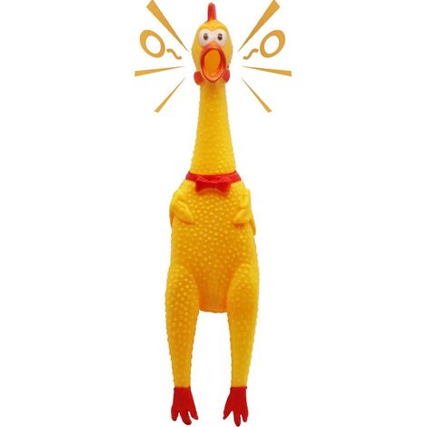 Jouet Poulet Squeaker - En Caoutchouc Jaune - 37 cm - Pour Chiens et Enfants - 1 Pièce