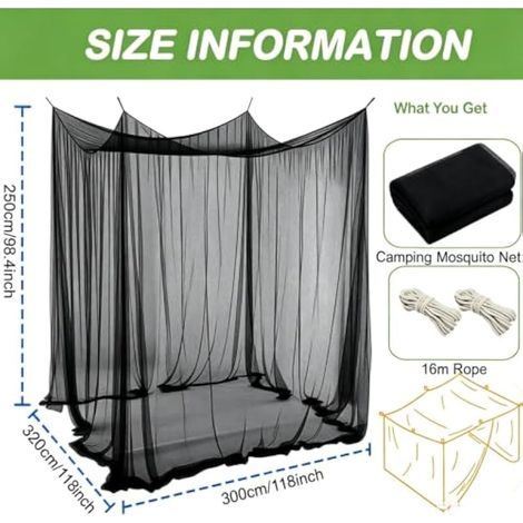 Moustiquaire Extérieure XXL 3x3x2,5 m 220 Mailles (Noir)  Camping et Jardin, Grande Tonnelle, Pour Pavillon (1/4)