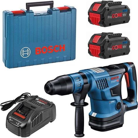 Bosch – Perforateur sans-fil BITURBO SDS max 18V – Force de frappe 7J – Moteur Brushless – Pour béton armé – Coffret avec 2 batteries 8.0Ah