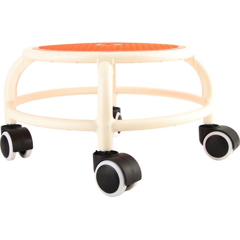 Tabouret rond imperméable et respirant à roulettes, idéal pour l'été, soulage les douleurs dorsales, convient aux enfants et aux adultes, couleur orange élégante. (1/5)