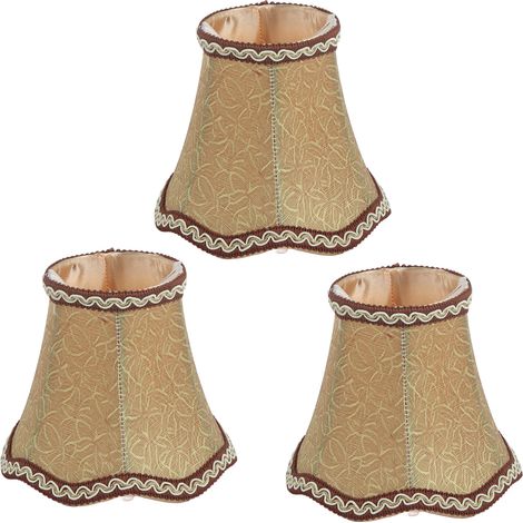 Abat-jour en tissu européen 3 pièces, E14, pour lustre bougie, couleur cuivre, idéal pour hôtel et KTV (1/5)