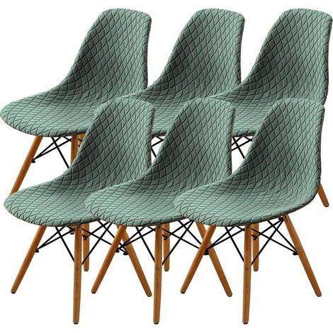 6Pcs Housse de Chaise Scandinaves, Extensible Housse de Chaise de Salle à Manger (couleur:Haricot vert) (1/5)
