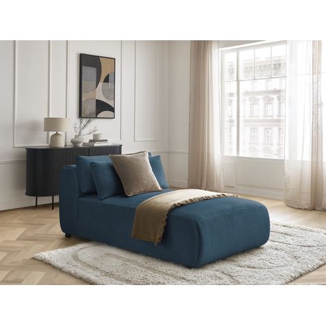 BOBOCHIC - Méridienne avec têtière pour canapé modulable JANA tissu velours   Bleu
