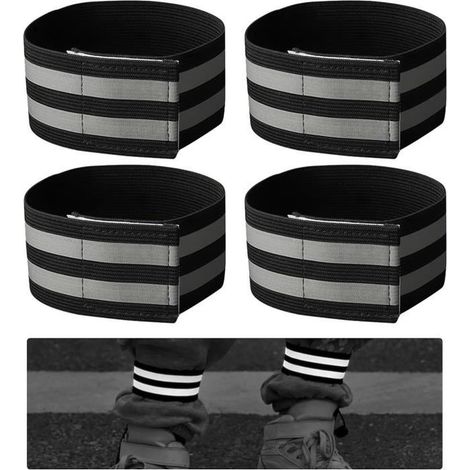 4 pcs brassard sécurité cyclisme, haute visibilité réfléchissant, réglable 34–60 cm, largeur 4,8 cm, pour vélo et course à pied (1/4)