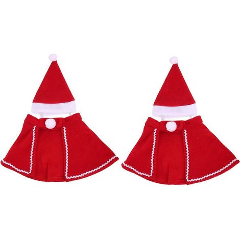 Cape d'hiver mignonne pour animaux de compagnie (chien/chat), vêtements de Noël pour rester au chaud (rouge) (1/5)