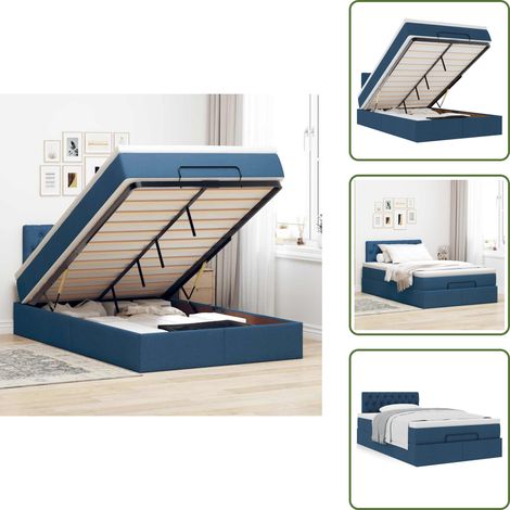 Matelas à ressorts ensachés - vidaXL Cadre de lit ottoman avec matelas bleu 120x190 cm tissu - Surmatelas (1/5)