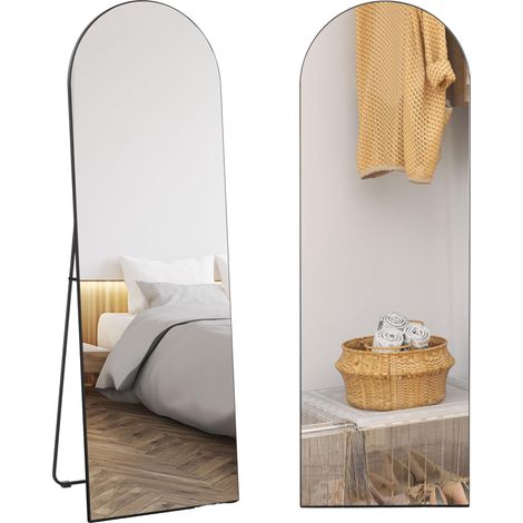 Miroir en pleine longueur 50 x 150 cm miroir sur pied grand miroir mural sans cadre pour salon, noir