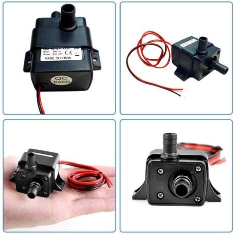 Pair 12V Pompe à Eau Silencieux Etanche Pompe Submersible de Fontaine Aquarium 240L/H Lift 300cm