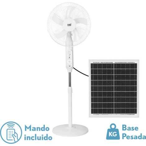 Ventilador DC De Pie Solar Clima Blanco 30w 3vel 5asp Puerto Usb Y Luz C/remoto 43d Cable 4,20m