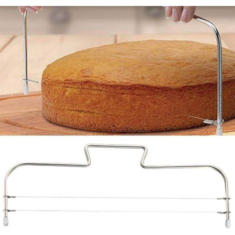 Kuchenschneider, Draht-Kuchenschneider, 2-Draht-verstellbarer Stahl-Kuchenschneider, Kuchenschneidedraht, Kuchenschneidemesser, rostfreier Kuchenschneidemesserschneider, Edelstahl-Kuchenschneider (1/4)