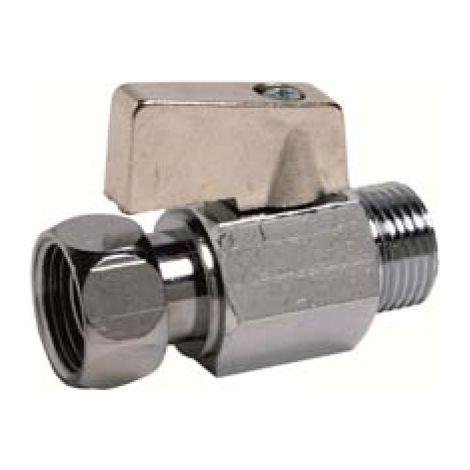 Sanitaire-Distribution – Robinet de WC droit boisseau 1/4 de tour – Diamètre 3/8'' – Corps laiton chromé – Poignée ABS chromé – Mâle 12x17 (1/3)