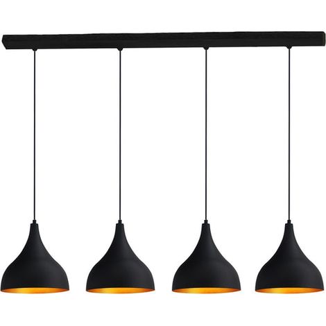 Industrielle Schwarze Vierfach-Pendelleuchte - Vintage-Kronleuchter E27 Ø26 cm für Wohnzimmer, Schlafzimmer oder Esszimmer (1/5)