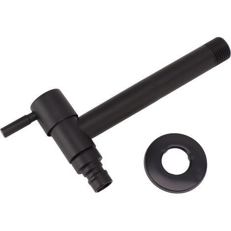 Robinet mural eau froide – acier inoxydable 304 – noir – mitigeur – machine à laver / jardin / salle bain – G1/2″