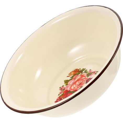 Bassin Émaillé Épaissi pour Soupe et Rangement, Bol Compact en Émail Facile à Stocker Design Simple Table Familiale ou Présent de Pendaison de Crémaillère Plusieurs styles (1/5)
