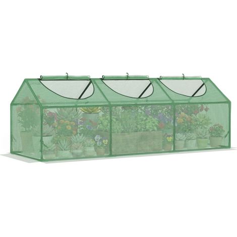 Mini-Gewächshaus mit 3 aufrollbaren Fenstern, hochdichter PE-Folie (140 g/m²), 180 x 60 x 60 cm, dunkelgrün