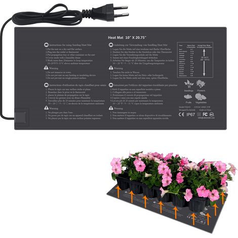 Tapis chauffant pour semis - 21 W, tapis chauffant pour germination, étanche IP67, mini-serre 230 V, pour jardinage d'intérieur (1/5)