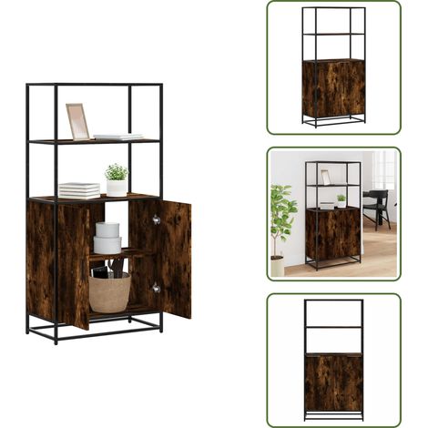 vidaXL Buffet haut chêne fumé 68x35x139 cm bois d'ingénierie métal (1/5)