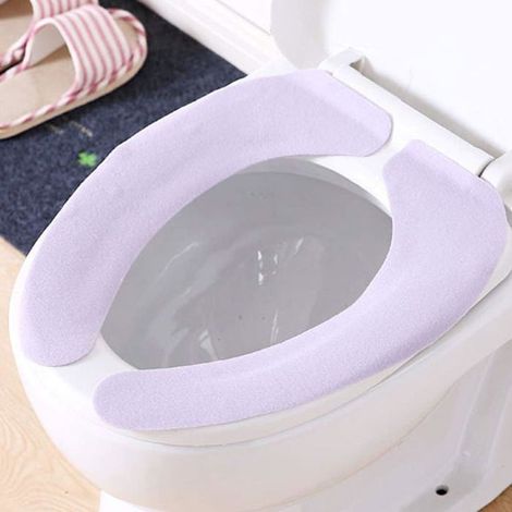 Abattant de toilette Lot de 3 Peluche douce Adhésion sans traces Forme ovale universelle V (1/5)
