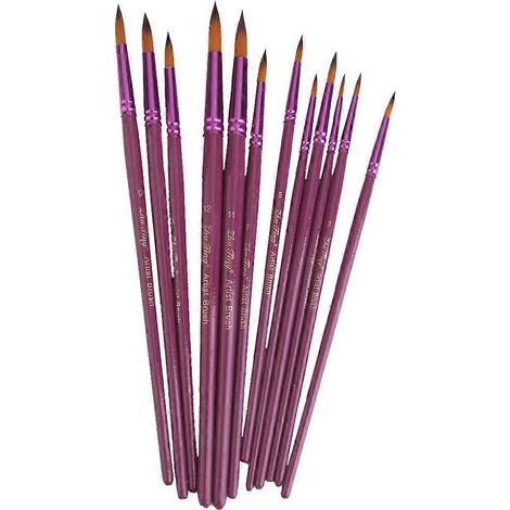 Ensemble de 12 brosses à cheveux rondes en nylon (violet)-Purple