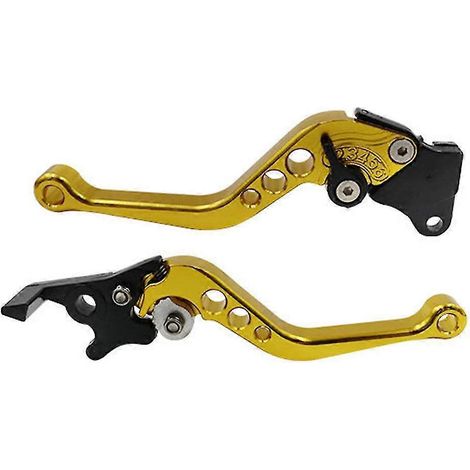 Lot de 2 poignées de frein et d'embrayage de moto en alliage usiné CNC de haute qualité, compatibles avec la modification de motos - Or (1/5)