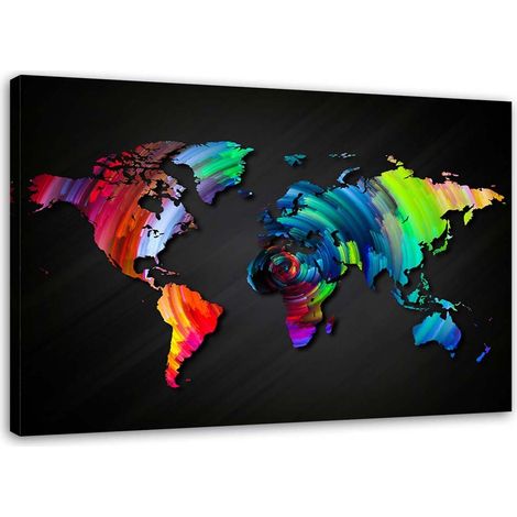 Image sur toile, Carte du monde colorée - 60x40 (1/5)
