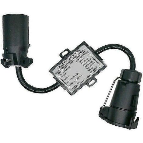 Adaptateur pour feux de remorque USA vers UE : prise américaine à 7 broches vers prise européenne ronde à 7 broches (noir) (1/5)