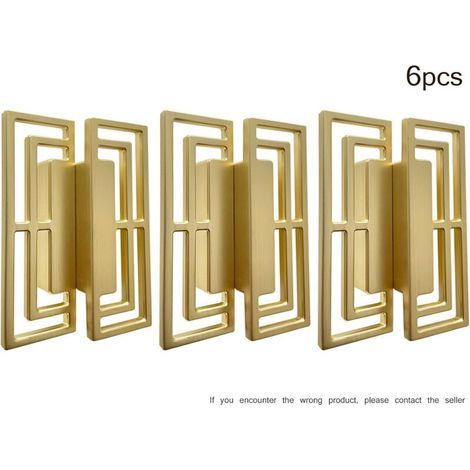 Set of 6 Gold Copper Drawer Handles – Modern Chinese Designs – 32mm Hole Spacing – Zinc Alloy – Easy Installation (1/5)