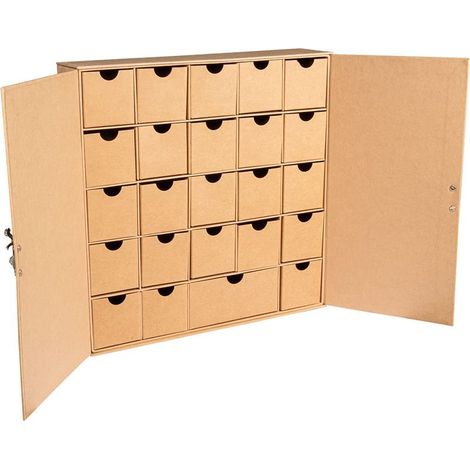 Adventskalender, Bastelarbeit, 1 Stück, 29,6 x 29,6 x 6,5 cm, 100 % FSC-zertifiziertes Pappmaché, individuell gestaltbar, befüllbar, wiederverwendbar, für die Adventszeit (1/4)