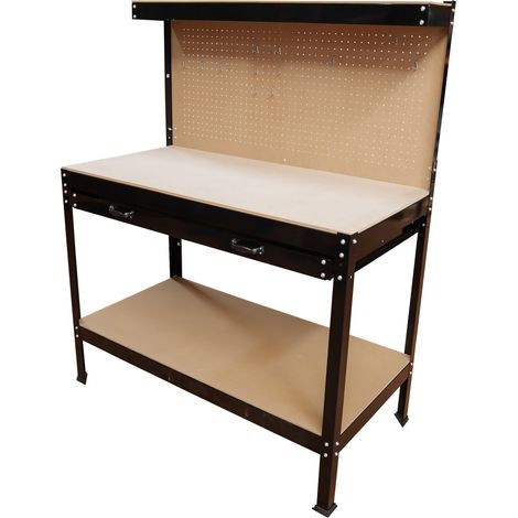 Etabli d'atelier - 12 crochets porte-outils - Plateau MDF - Capacité 100kg (1/5)