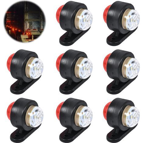 Feux de position à LED 12 / 24V : 8 pièces de mini feux de côté, feux de position, étanches pour remorques, camions, voitures, caravanes, camping-cars, blancs et rouges (1/4)
