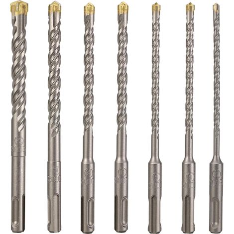 Forets à Béton, 7pcs Foret Carrelage (5 6 6 8 8 10 12x160 mm), Foret SDS Plus avec 4 pointes en pointe en carbure de tungstène, Forets SDS-PLUS pour Perforateurs (1/5)