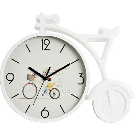 Orologio da Parete a Forma di Bicicletta 31x25 cm Design Moderno Bianco con Quadrante Decorato per Soggiorno Camera Cameretta e Ufficio (1/4)