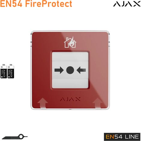 AJAX - 60815 - Pulsador de alarma manual (rojo) (8EU) ASP, pulsador de pared inalámbrico para activación manual de alarma contra incendios