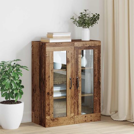 Armoire murale de rangement en bois d’ingénierie, 2 portes, bois ancien, 69,5 x 34 x 90 cm - PANGIVO (1/5)