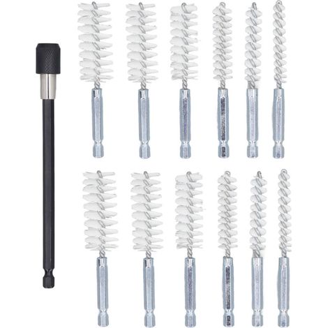Brosses Trouées, Brosse Trouée en Fil d'acier Inoxydable, Longueur 4 Pouces, Diamètre 6, Tige Hexagonale 1/4 pour Usage Domestique (Nylon (Blanc)). (1/5)