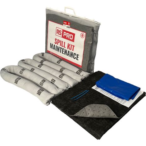 Rs Pro – Kit de déversement – 1 sac et attaches – 3 boudins 1,2 m – 8 tampons 550 x 450 x 100 mm – Capacité d'absorption 15 L (1/2)